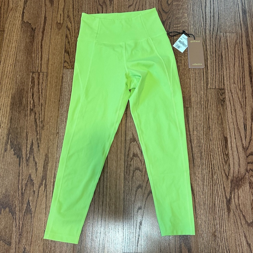 Girlfriend Collective Lime Green Recycled Polyester Sport Leggings - Picture 4 of 13